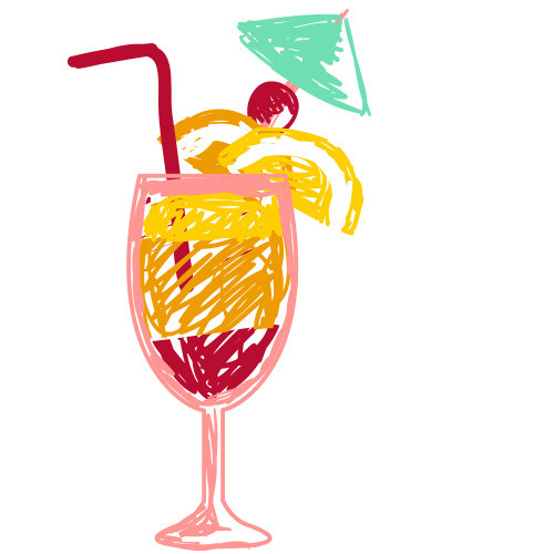 手绘夏日饮品可爱插画