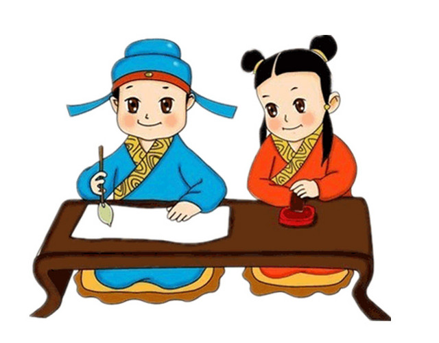 手绘卡通古人学习素材