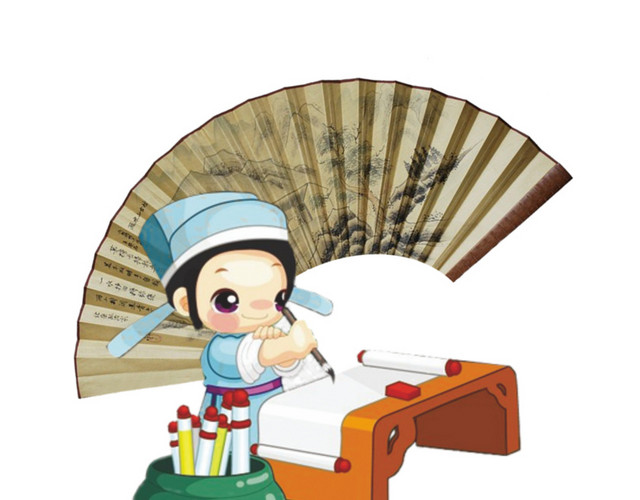 手绘卡通古人学习素材