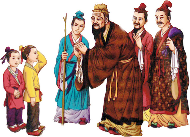 手绘卡通古人学习素材