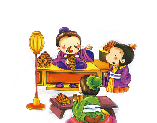 手绘卡通古人学习素材