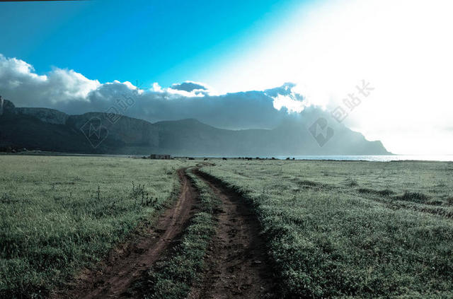 户外大自然草地街道道路风景背景图片