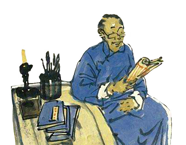 手绘卡通古人学习素材