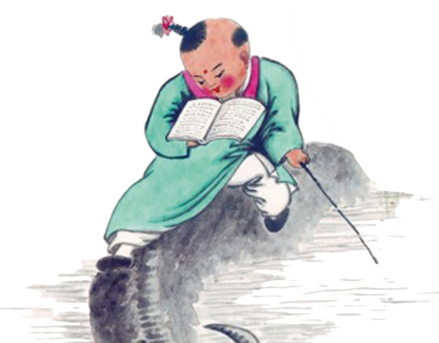 手绘卡通古人学习素材