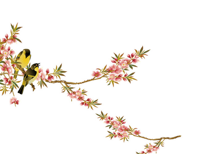 喜鹊在桃花枝上唱歌