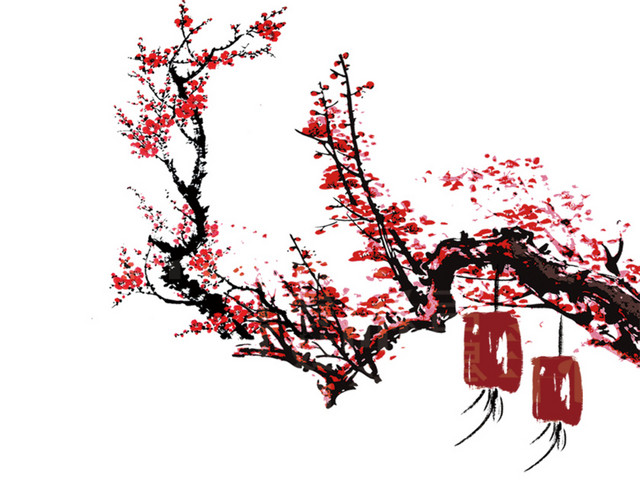 古典中国风梅花灯笼背景素材