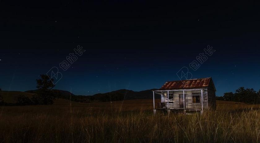 被遗弃的 - 农业 - 谷仓 - 小屋 - 国家 - 夜晚 - 风景 - 家居 - 天空