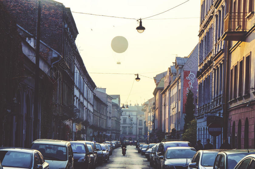 户外城市街道停放车辆都市背景图片