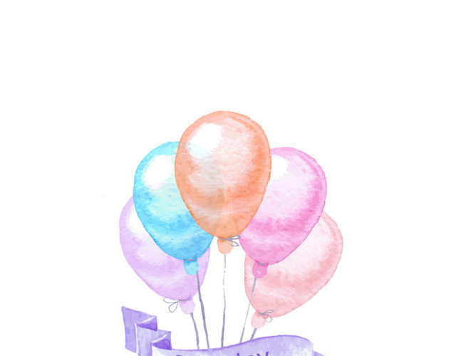彩色装饰生日气球彩带素材