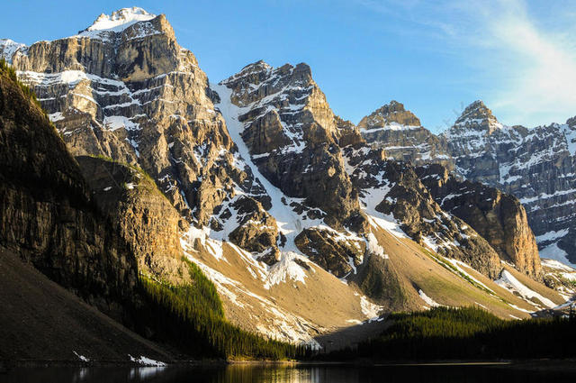 山水雪山自然景观地貌湖水背景图片