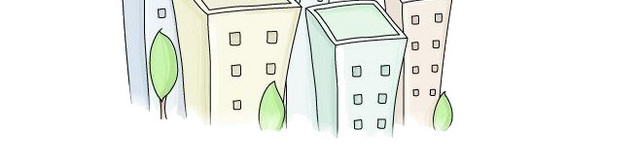 卡通装饰热气球建筑矢量素材