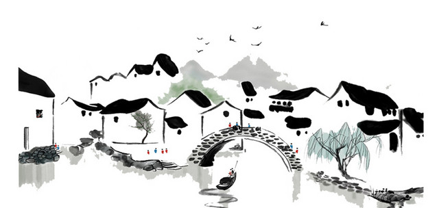 水墨江南水乡建筑
