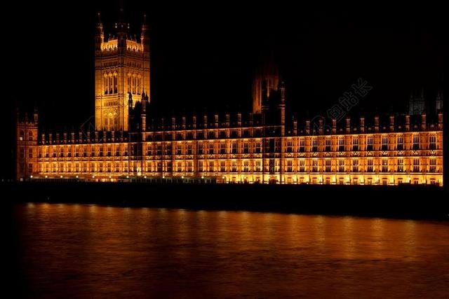 英国议会建筑城市夜晚光背景图片