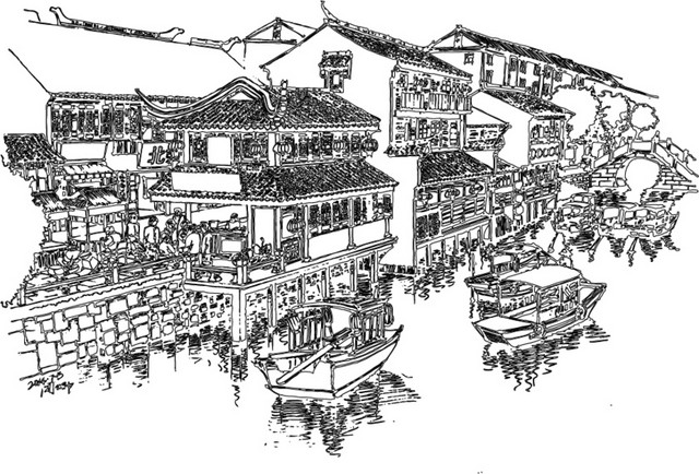 水墨江南水乡