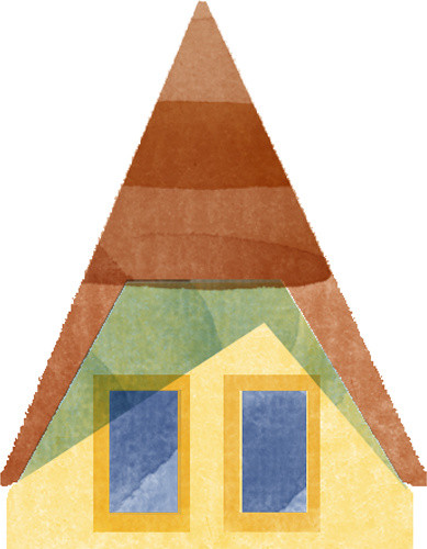水彩建筑房子矢量PNG