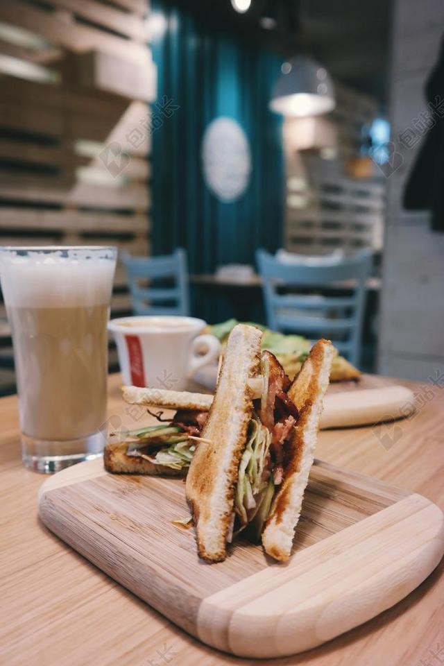 现代餐饮饮食健康食品三明治背景图片