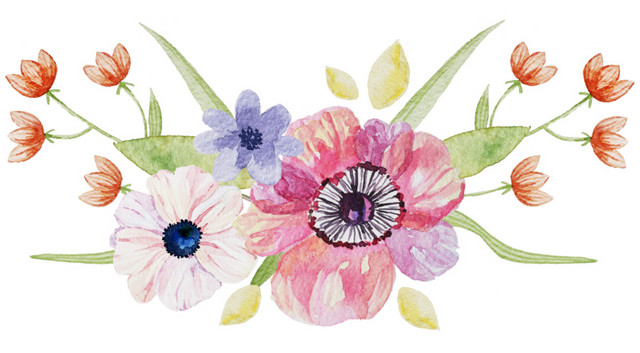 手绘水彩花卉植物图案