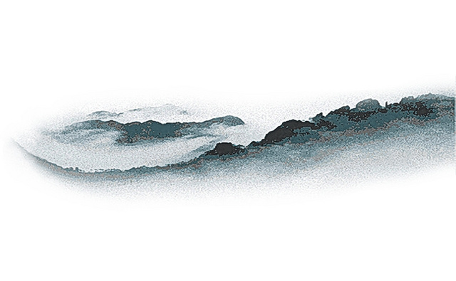 水墨山景设计免抠素材