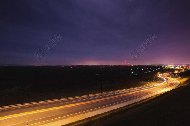 高速公路 - 公路 - 灯 - 长时间曝光 - 运动 - 夜晚 - 道路