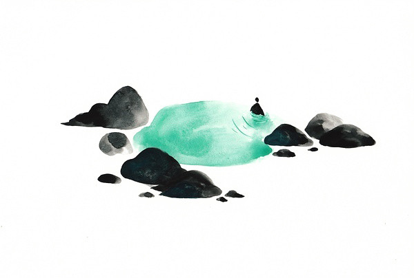 手绘山景风景素材