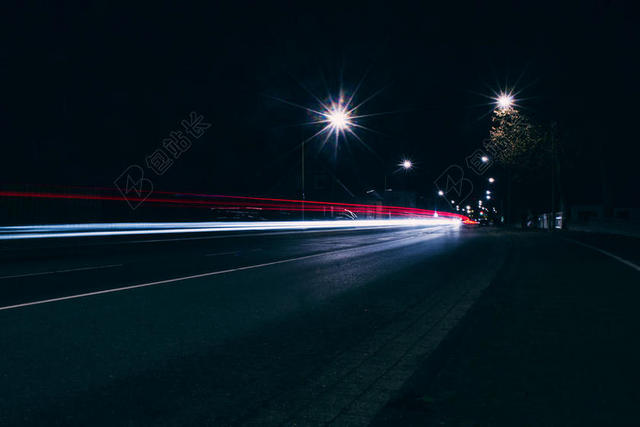 清新公路路灯背景图片