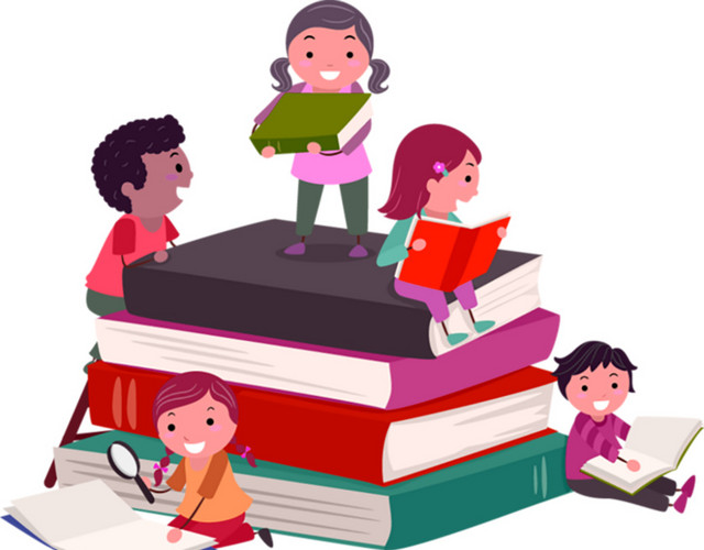 手绘卡通书本学习素材