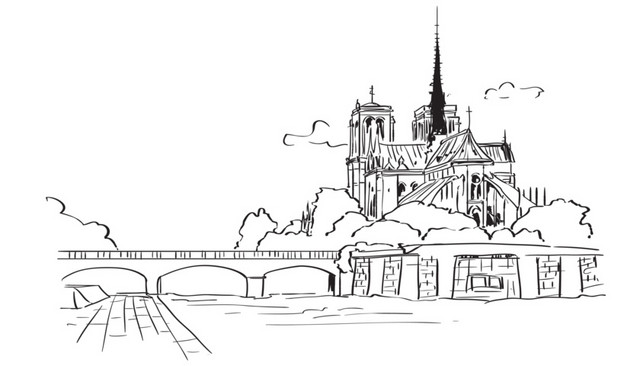 素描建筑景点素材