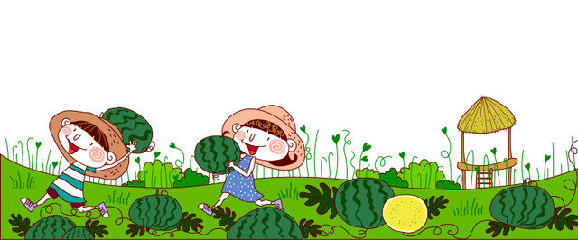卡通西瓜地插画素材