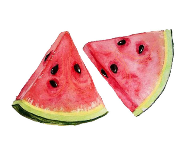 夏日解暑西瓜水彩插画