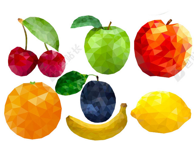 创意几何水果矢量插画素材