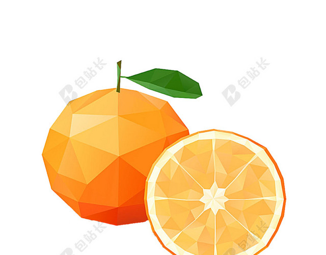 创意几何橘子水果插画