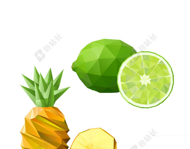 创意几何卡通水果矢量插画