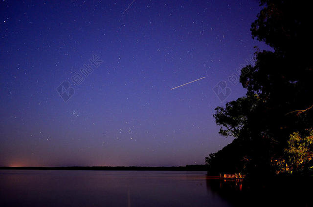 黑暗的 - 湖 - 夜 - 在户外 - 轮廓 - 夜晚 - 天空