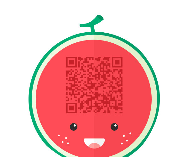 西瓜造型卡通二维码素材