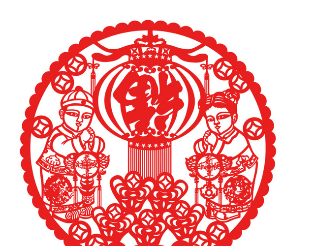 红色喜庆福字剪纸素材