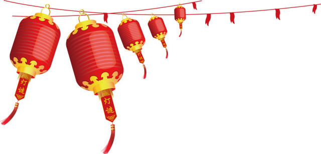 红色灯笼与线条