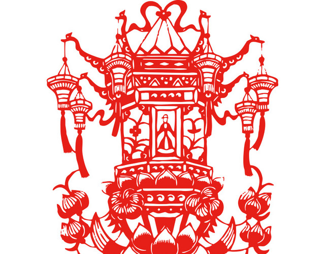 红色镂空灯笼素材
