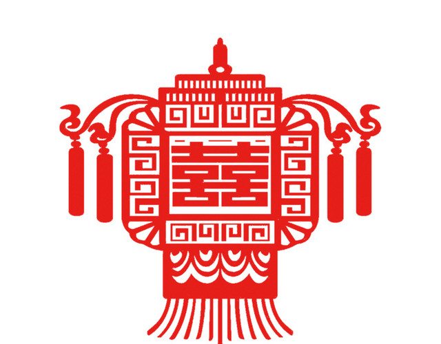 红色镂空喜字灯笼
