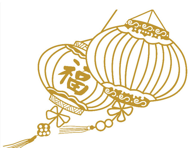 简洁简笔画灯笼装饰