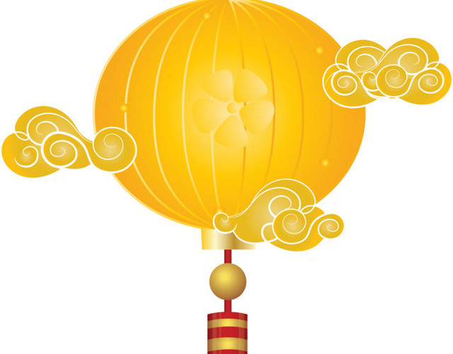 金色喜庆灯笼祥云装饰