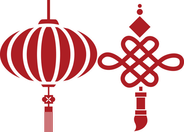 红色喜庆扁平灯笼素材