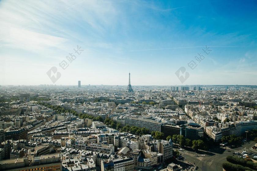 空中建筑城市景观巴黎天际线背景图片