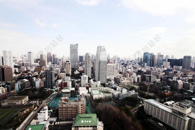商业建筑城市景观大楼俯瞰视角背景图片