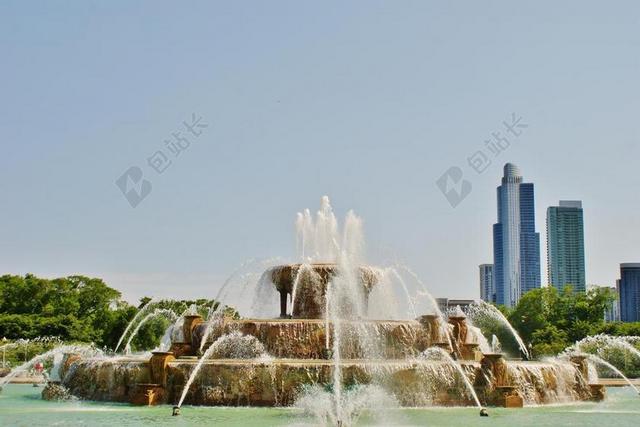 建筑壮观景观公园喷泉特写背景图片