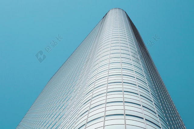 蓝色天空商务摩天大楼现代城市景观背景图片