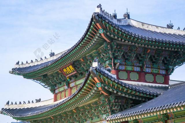 建筑亚洲复古屋檐屋顶角宫殿背景图片
