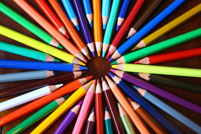 彩色艺术教育广告招贴彩色铅笔形体圆背景图片