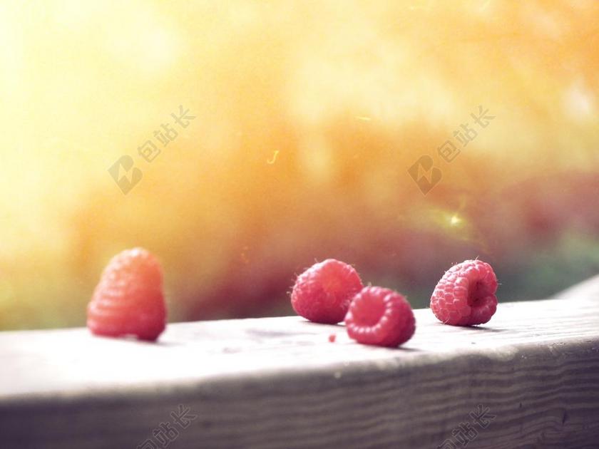 唯美夕阳下的树莓背景图片