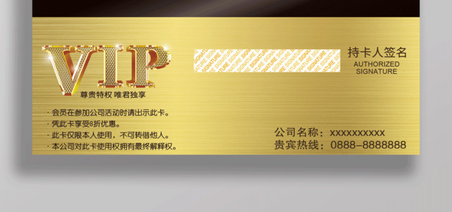 高端大气金色美容美发养生美甲VIP尊享会员卡设计