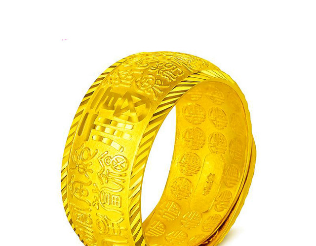 金色雕刻刻字金戒指首饰设计素材